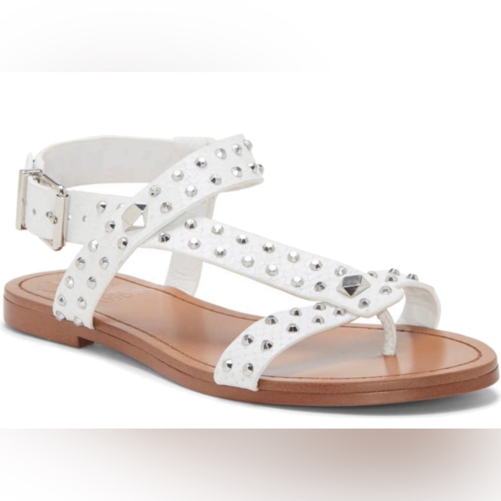 Fun and comfy white textured stud sandals